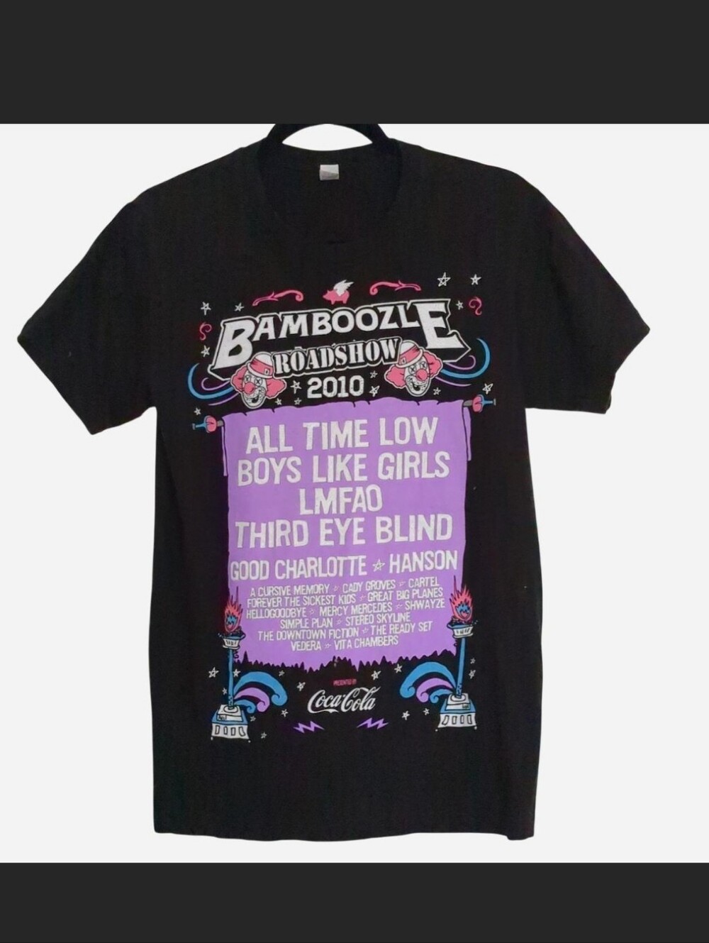 Authentic Vintage 2010 Bamboozle Roadshow Concert T-shirt Black Size Small